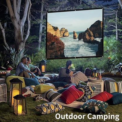 Projector Screen 150 Inch, 4K Movie Projector Screen 16:9 HD Foldable and Portable Anti-Crease