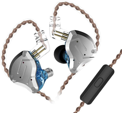 KZ ZS10 Pro in Ear Monitor Headphone, KZ Hifi Earbuds Headphone with 4 Balanced Armatures and 1 Dynamic Drivers for Drummer Musician (Blue with Mic)