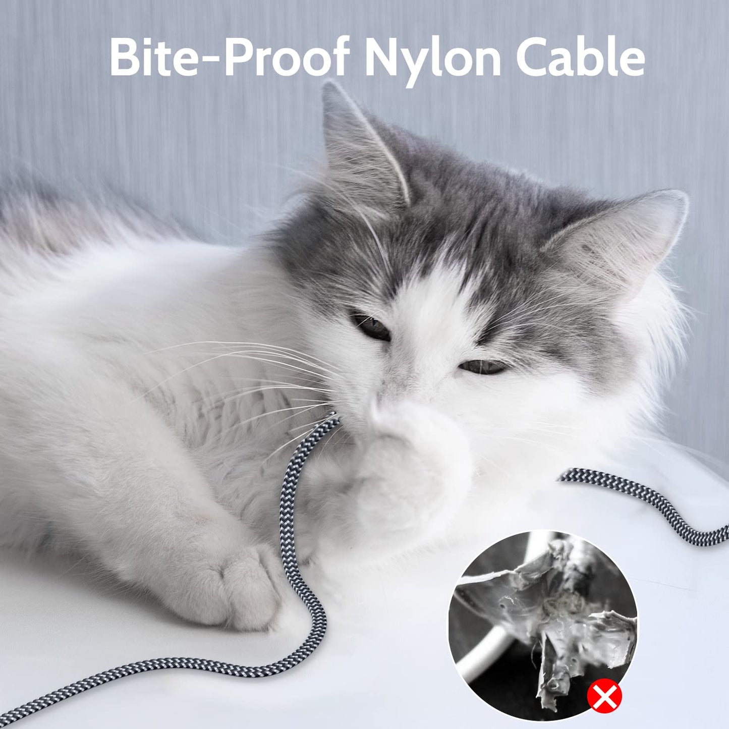 Cat 7 Ethernet Cable,  Flat Ethernet Cable 10Ft Nylon Braided Cat 7 Internet Cable RJ45 Network Cable Cat7 LAN Cable for PC Laptop Modem Router